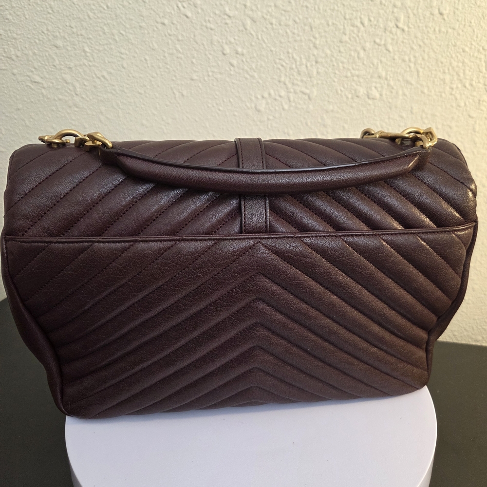 YVES SAINT LAURENT Cassandra Envelope Bag Authentic Burgundy Leather - Picture 3 of 15